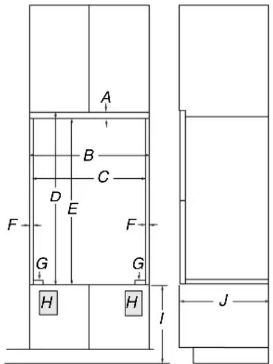 MAYTAG W10791229 - Dimensions du placard - fours doubles, installations en affleurement - 1