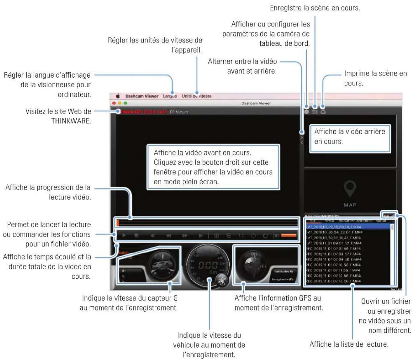 Thinkware X700 - Disposition de l'écran de la visionneuse pour ordinateur (Mac) - 1