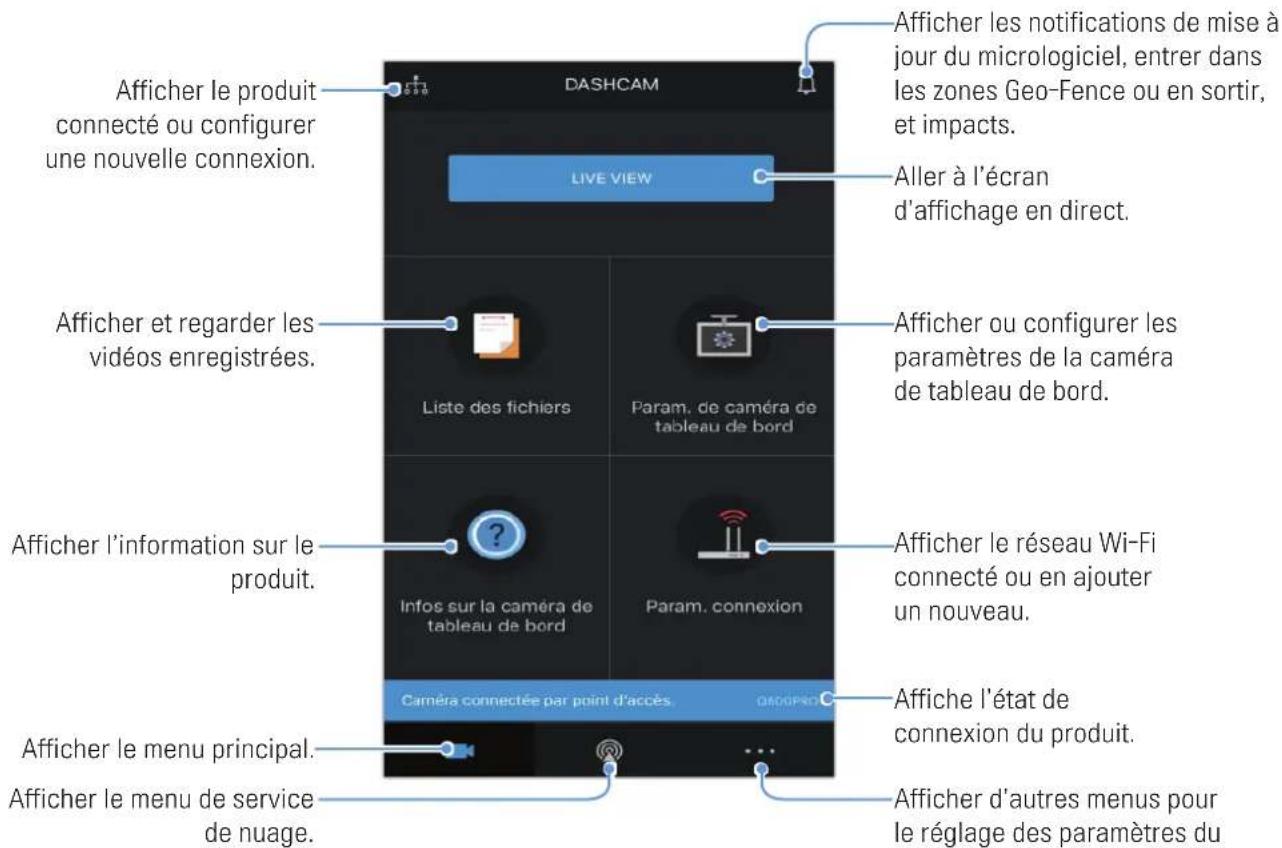 Thinkware Q800 PRO - Disposition de l'écran de la visionneuse mobile - 1
