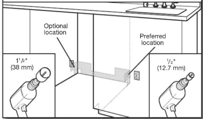 Optional location Preferred location 1½" (38 mm) ½" (12.7 mm)
