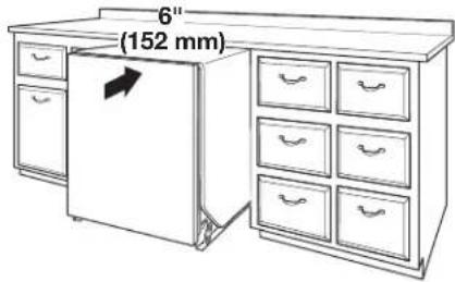 JENN-AIR MDB8959SFH - Move dishwasher all but 6" (152 mm) into cabinet opening - 1