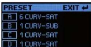 PRESET EXIT A 6 CURV-SAT B 1 CURV-SUB C 1 CURV-SAT D 1 CURV-SAT