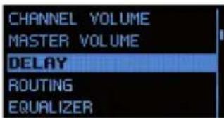 CHANNEL VOLUME MASTER VOLUME DELAY ROUTING EQUALIZER