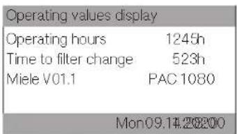 MIELE PAC 1045 - Displaying operating values - 1