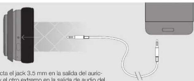 cta el jack 3.5 mm en la salida del auric- el otro extremo en la salida de audio del