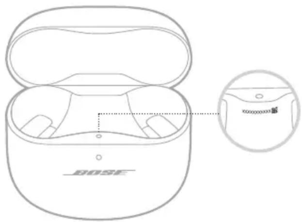 BOSE QuietComfort Earbuds II - Affichage du NUMERO de série de l'étui de recharge - 1