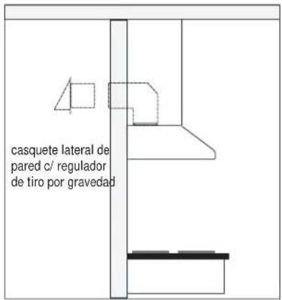 casquete lateral de pared c/ regulador de tiro por gravedad