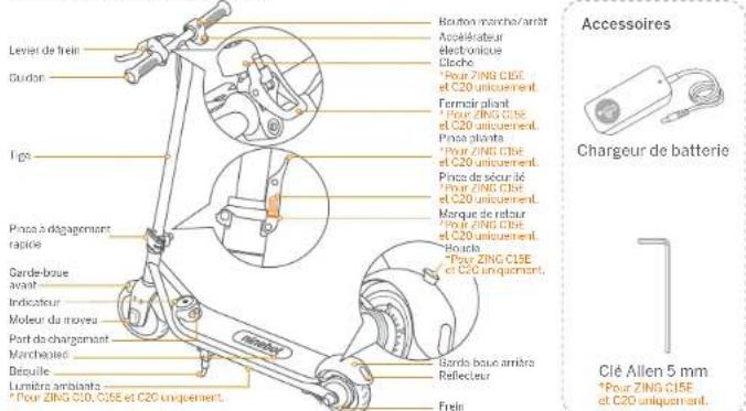 SEGWAY Ninebot eKickScooter ZING C20 - Pièces et fonctions - 1