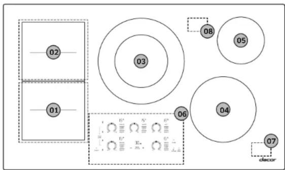 Dacor DTI36P876BB - Cooking zones - 1