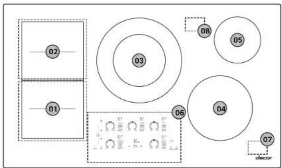 Dacor DTI30P876BB - Cooking zones - 1