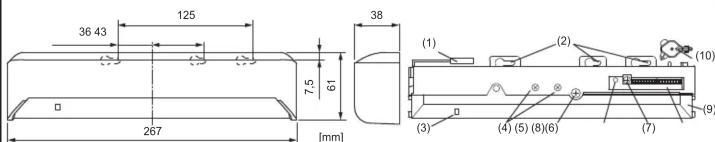 OPTEX OAMTT - Dimensions extérieures et noms des pièces - 1