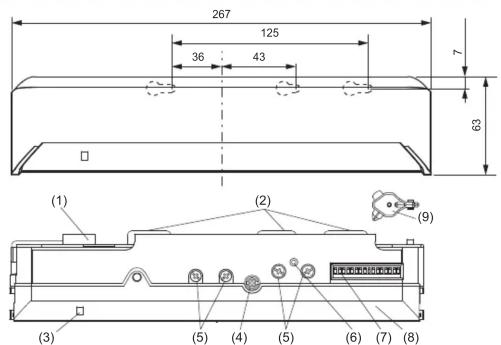 OPTEX OAAxis T - Dimensions extérieures et noms des pièces - 1