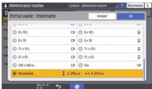 RICOH IM 8000 - Définition d'un format personnelisé de papier à l'aide du panneau de commande - 5