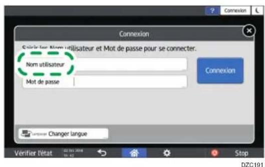 RICOH IM 8000 - Connexion par la saisie du nom d'utilisateur et du mot de passage - 2