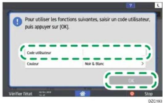 RICOH IM 8000 - Authentication à l'aide du code utilisateur - 1