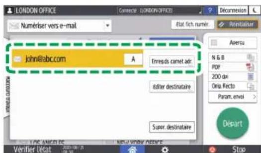 RICOH IM 8000 - Enregistrer le destinataire de l'e-mail dans le carnet d'adresses lors de l'envoi d'un e-mail - 5