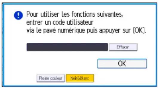 RICOH IM CW2200 - Authentication code utilisateur à l'aide du panneau de commande - 1