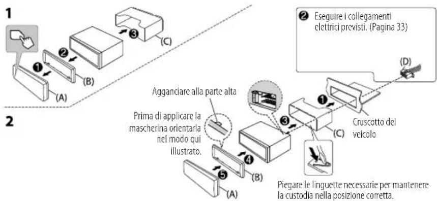 JVC KDX182DB - Installazione dell'apparecchio (nel cruscotto) - 1