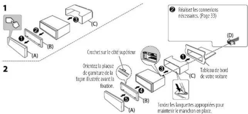 JVC KDX182DB - Installation de l'appareil (montage encastre) - 1