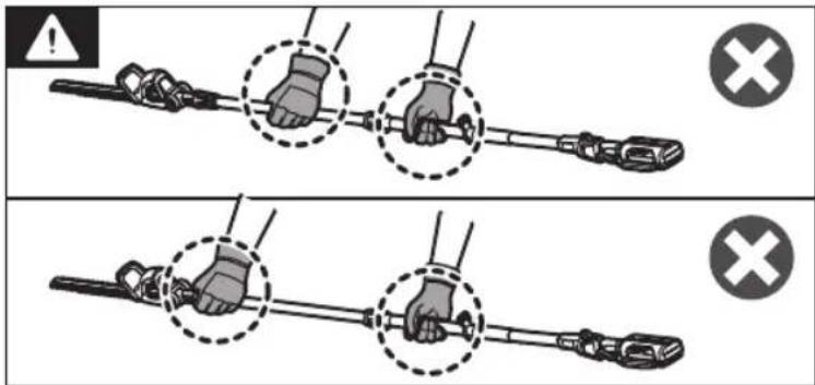 Diagram illustrating hand tool positioning and dislocation, showing correct and incorrect states with magnified views of the tool.