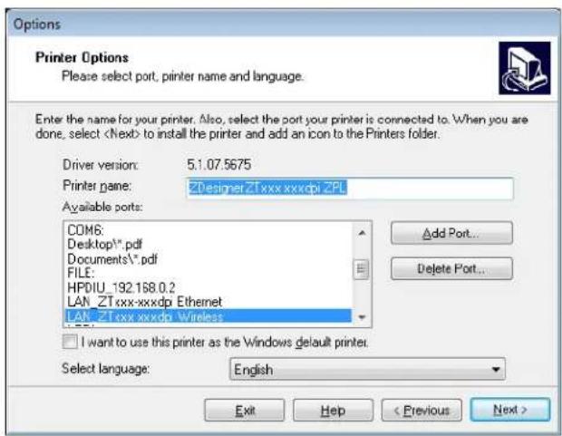 ZEBRA ZE511 - Ajout d'une imprimante depuis l'écran zebra setup utilities - 9