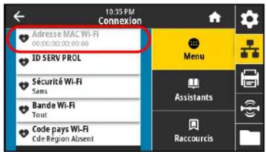 ZEBRA ZE511 - Connexion > wifi > adresse MAC wifi - 1