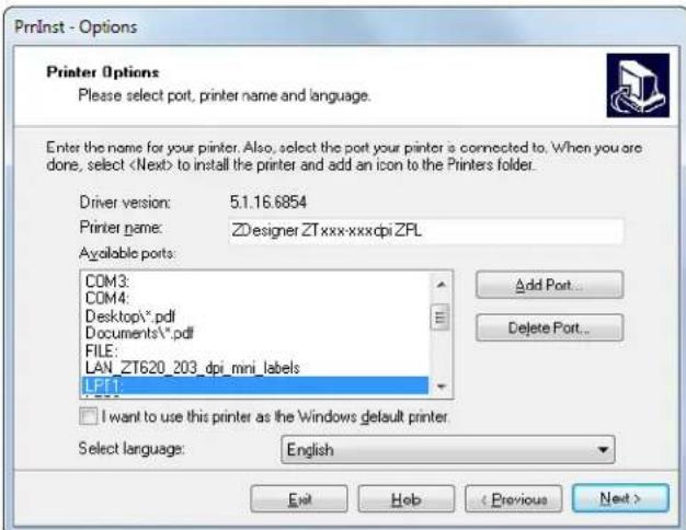 ZEBRA ZE511 - Ajout d'une imprimante depuis l'écran zebra setup utilities - 5