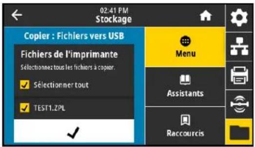 ZEBRA ZE511 - Stockage > USB > copier : fichiers vers USB - 1