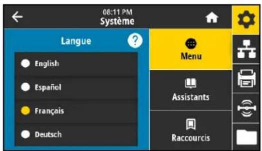 ZEBRA ZE511 - Système > langue - 1