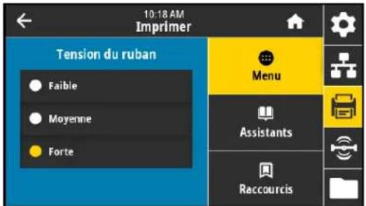 ZEBRA ZE511 - Imprimer > qualité d'impression > tension du ruban - 1