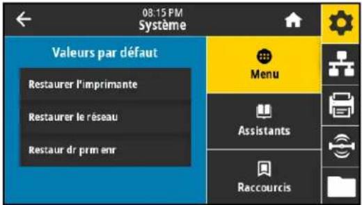 ZEBRA ZE511 - Chargement des valeurs par défaut ou des derniers paramètres enregistrés - 1