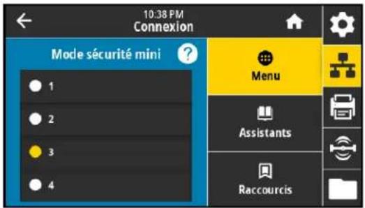ZEBRA ZE511 - Connexion > bluetooth > mode sécurité mini - 1