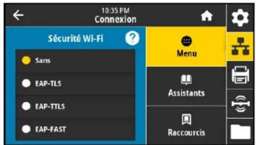 ZEBRA ZE511 - Connexion > wi-fi > sécurité wi-fi - 1