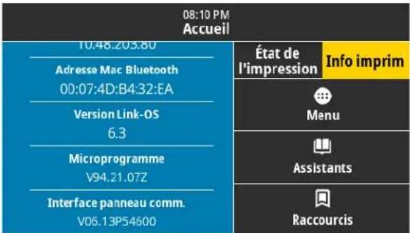 ZEBRA ZE511 - Onglet informations sur l'imprimante - 3