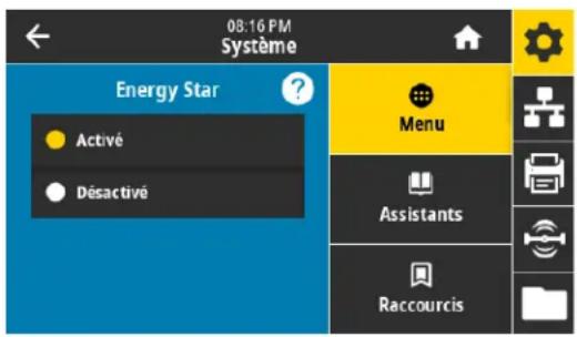 ZEBRA ZE511 - Impact de l'energy star sur la carte d'interface de l'applicationur - 1
