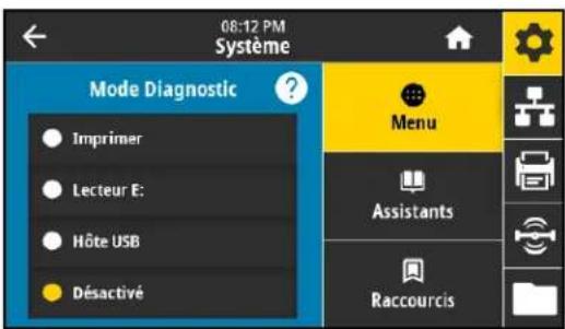 ZEBRA ZE511 - Système > langue du programme > mode diagnostic - 1