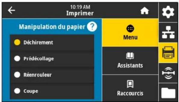 ZEBRA ZE511 - Sélection de la méthode de gestion du papier - 1