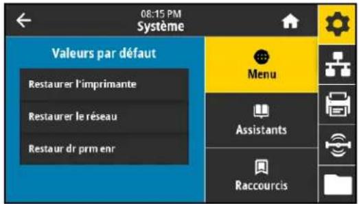 ZEBRA ZE511 - Système > paramètres > valeurs par défaut - 1