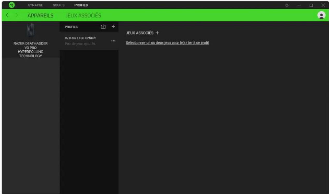 SYNAPSE SOURIS PROFILS APPAREILS JEUX ASSOCIÉS PROFILS + RAZER DEATHADDER V3 PRO HYPERPOLLING TECHNOLOGY RZB-SG-E133-Default Pas de jeux ajournés JEUX ASSOCIÉS + Selectionner un ou deux jeux pour le(s) lier à ce profil