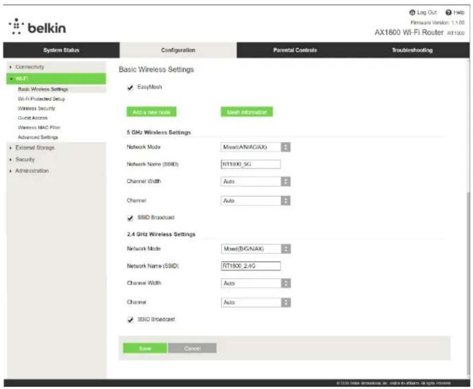 BELKIN RT1800 - Basic Wireless Settings (Grundlæggende tradløse indstillinger) - 1