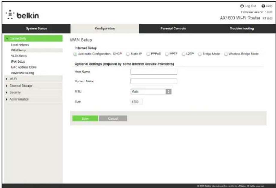 BELKIN RT1800 - Internet Setup (Configuration Internet) - 1