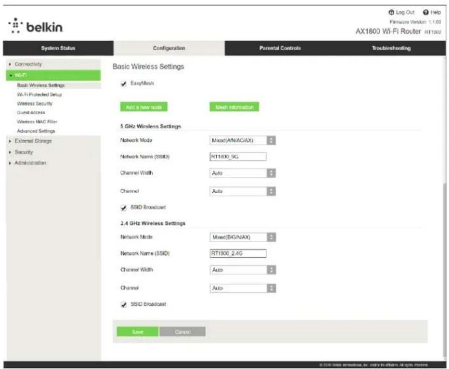 BELKIN RT1800 - Podstawowe ustawenia sieci bezprzewodowej - 1