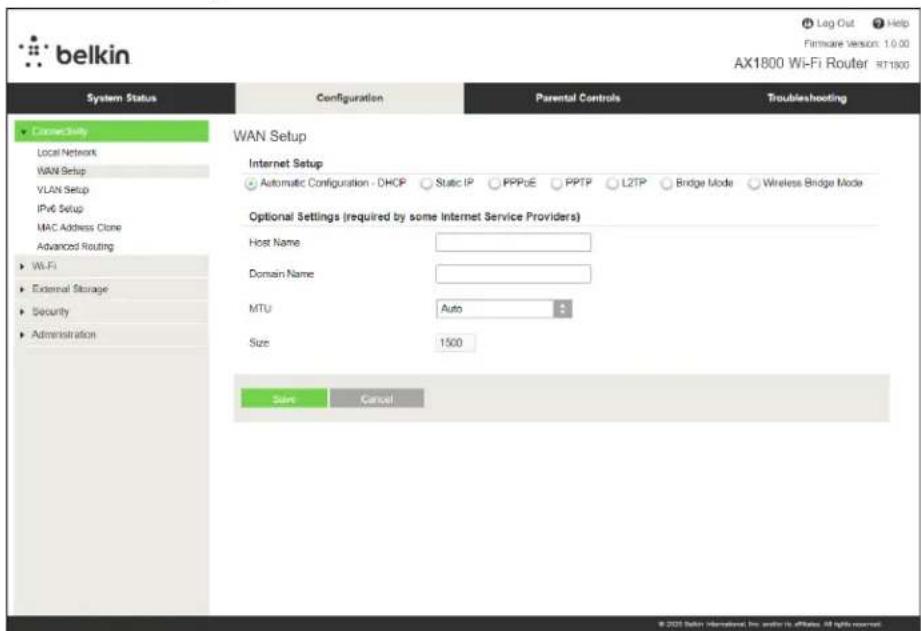 BELKIN RT1800 - Configurazione Internet - 1