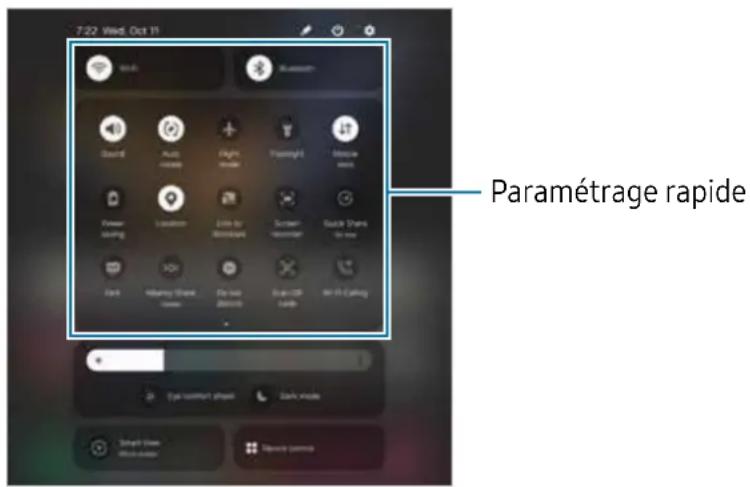 SAMSUNG Galaxy Z Fold 4 - Utiliser le panneau de paramétrage rapide - 1