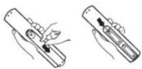 OK ODL 40750FSTB - Installieren der Batterie für die Fernbedienung - 1