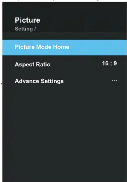 OK ODL 65850UCTIB - Configuring the Picture Menu - 1