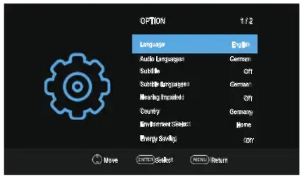 OK ODL 32851HCTB - Option Menu - 1