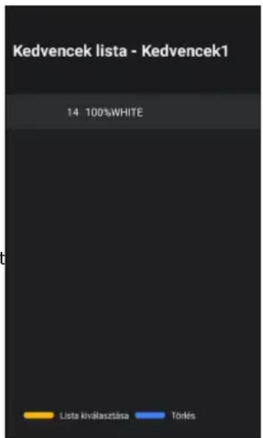 Kedvencek lista - Kedvencek1 14 100%WHITE Lista kiválasztása Törlés