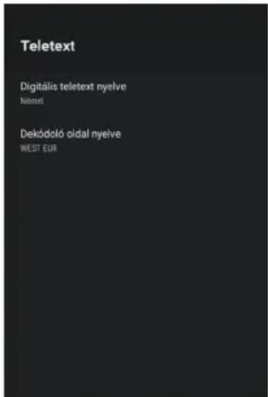 Teletext Digitális teletext nyelve Német Dekódoló oldal nyelve WEST EUR