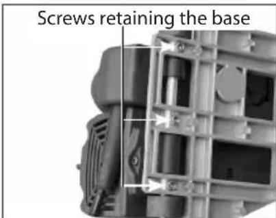 Screws retaining the base